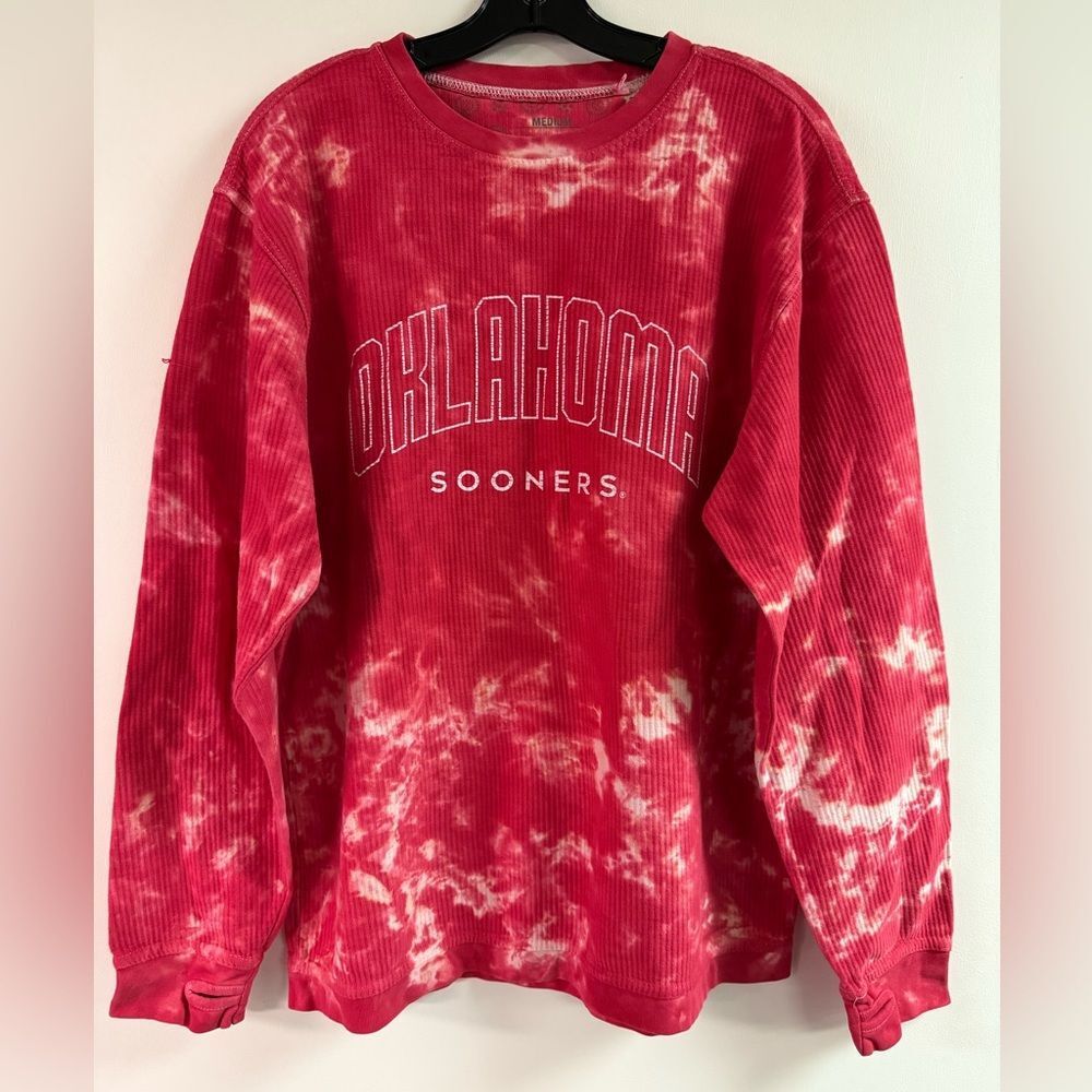 Oklahoma Sooners University of Oklahoma Red Tye Die Thick Henley Sweatshirt SZ M